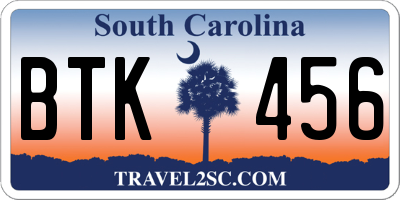 SC license plate BTK456