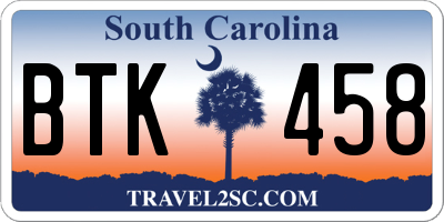SC license plate BTK458