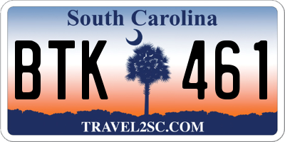 SC license plate BTK461