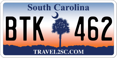 SC license plate BTK462