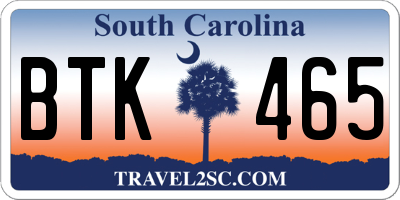 SC license plate BTK465