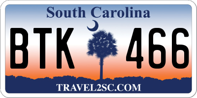 SC license plate BTK466