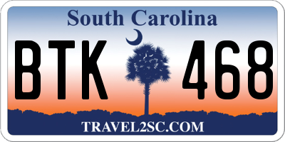 SC license plate BTK468