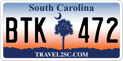 SC license plate BTK472