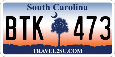 SC license plate BTK473