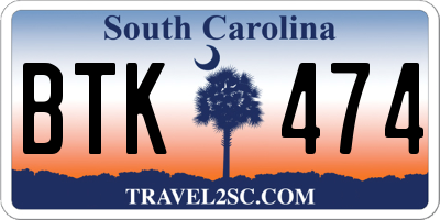 SC license plate BTK474