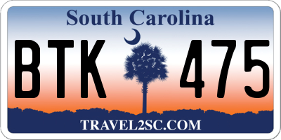 SC license plate BTK475