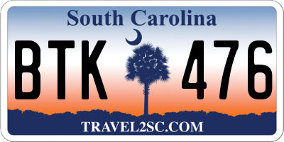 SC license plate BTK476