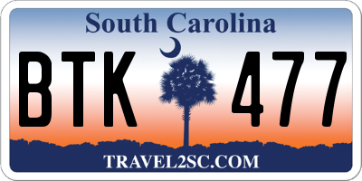 SC license plate BTK477