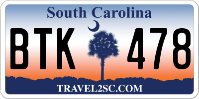 SC license plate BTK478