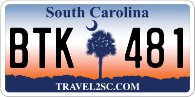 SC license plate BTK481