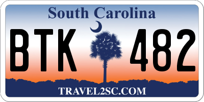 SC license plate BTK482