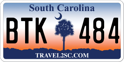 SC license plate BTK484