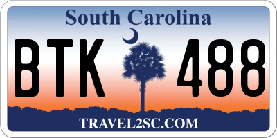 SC license plate BTK488