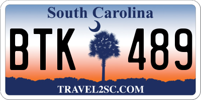 SC license plate BTK489
