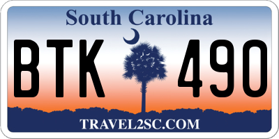 SC license plate BTK490