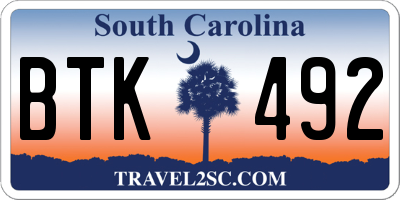 SC license plate BTK492