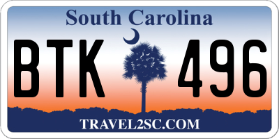 SC license plate BTK496