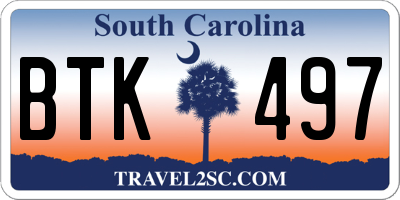 SC license plate BTK497