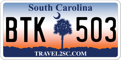 SC license plate BTK503