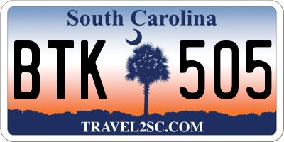SC license plate BTK505
