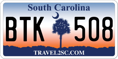 SC license plate BTK508