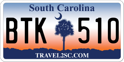 SC license plate BTK510