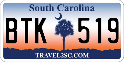 SC license plate BTK519
