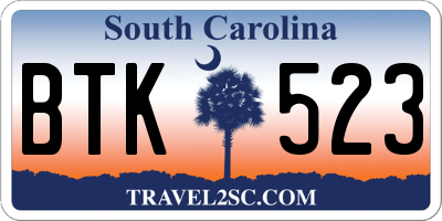 SC license plate BTK523