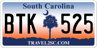 SC license plate BTK525