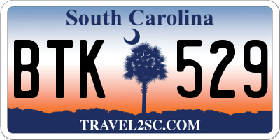 SC license plate BTK529