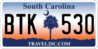 SC license plate BTK530