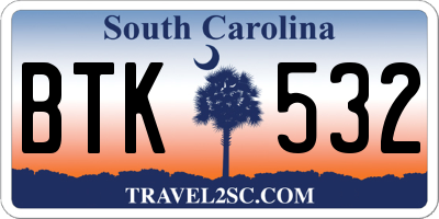 SC license plate BTK532