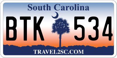 SC license plate BTK534