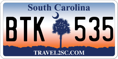 SC license plate BTK535