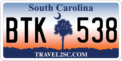 SC license plate BTK538