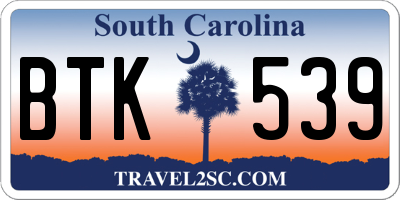 SC license plate BTK539