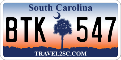 SC license plate BTK547
