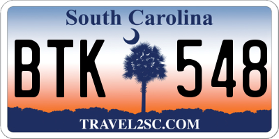 SC license plate BTK548
