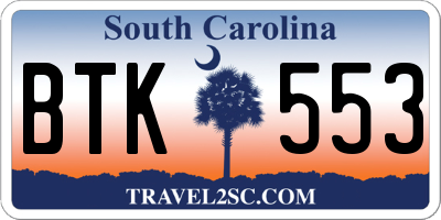 SC license plate BTK553