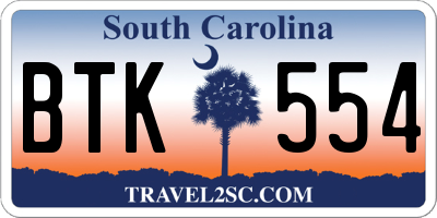 SC license plate BTK554