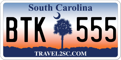 SC license plate BTK555