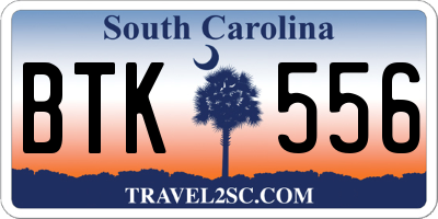 SC license plate BTK556