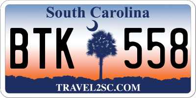 SC license plate BTK558
