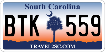 SC license plate BTK559