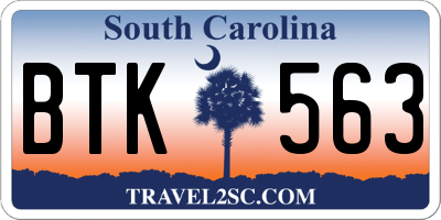 SC license plate BTK563
