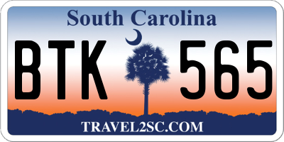 SC license plate BTK565