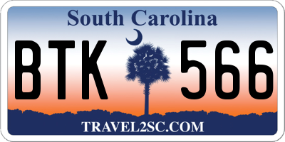SC license plate BTK566
