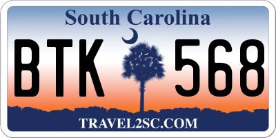 SC license plate BTK568