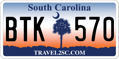 SC license plate BTK570